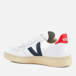 Veja Women's V-10 Leather Trainers - Extra White/Nautica/Pekin -Cheap Stepwise Footwear Store 11473621 1604507149973830