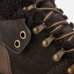 See By Chloé Women's Suede/Shearling Lined Hiking Styled Boots - Graphite/Natural -Cheap Stepwise Footwear Store 11778131 1514603232798514