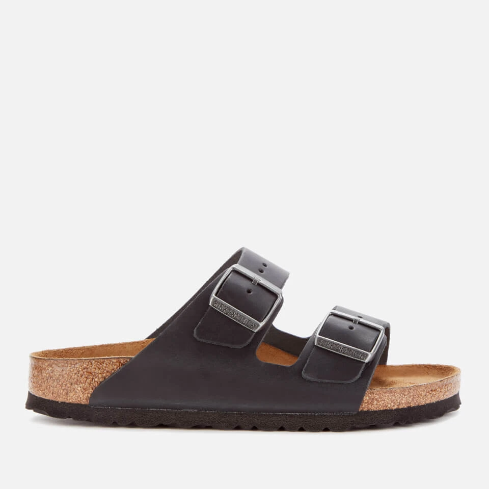 Birkenstock Women's Arizona Slim Fit Oiled Leather Double Strap Sandals - Black 1 Birkenstock Women's Arizona Slim Fit Oiled Leather Double Strap Sandals - Black