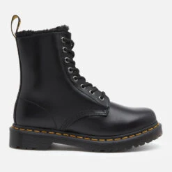 Dr. Martens Women's 1460 Serena Fur Lined Leather 8-Eye Boots - Dark Grey