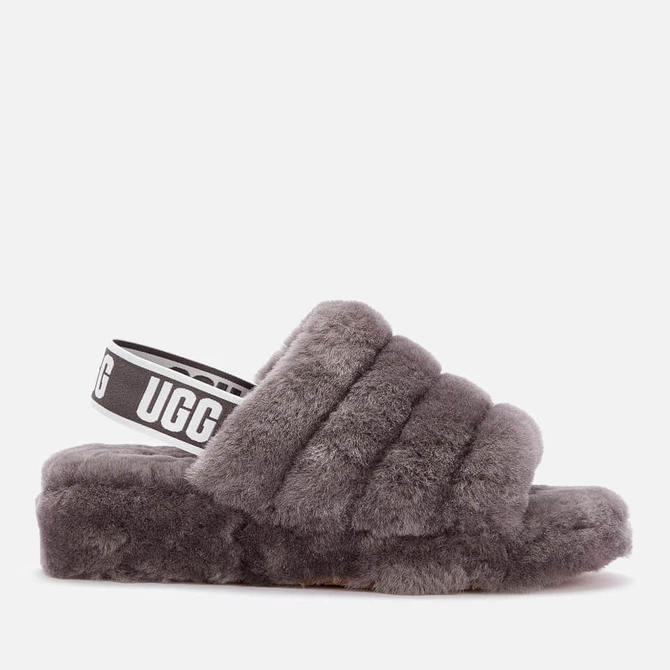 UGG Women's Fluff Yeah Slide Sheepskin Slippers - Charcoal 1 UGG Women's Fluff Yeah Slide Sheepskin Slippers - Charcoal
