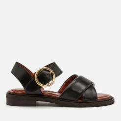 See By Chloé Women's Lyna Leather Flat Sandals - Black