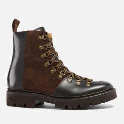 Grenson Women's Nanette Leather Hiking Style Boots - Dark Brown