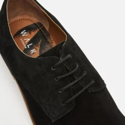 Walk London Men's Danny Suede Derby Shoes - Black -Cheap Stepwise Footwear Store 12744112 8604848523564323