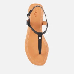 UGG Women's Madeena Leather Toe Post Sandals - Black -Cheap Stepwise Footwear Store 12752019 1864861901969844