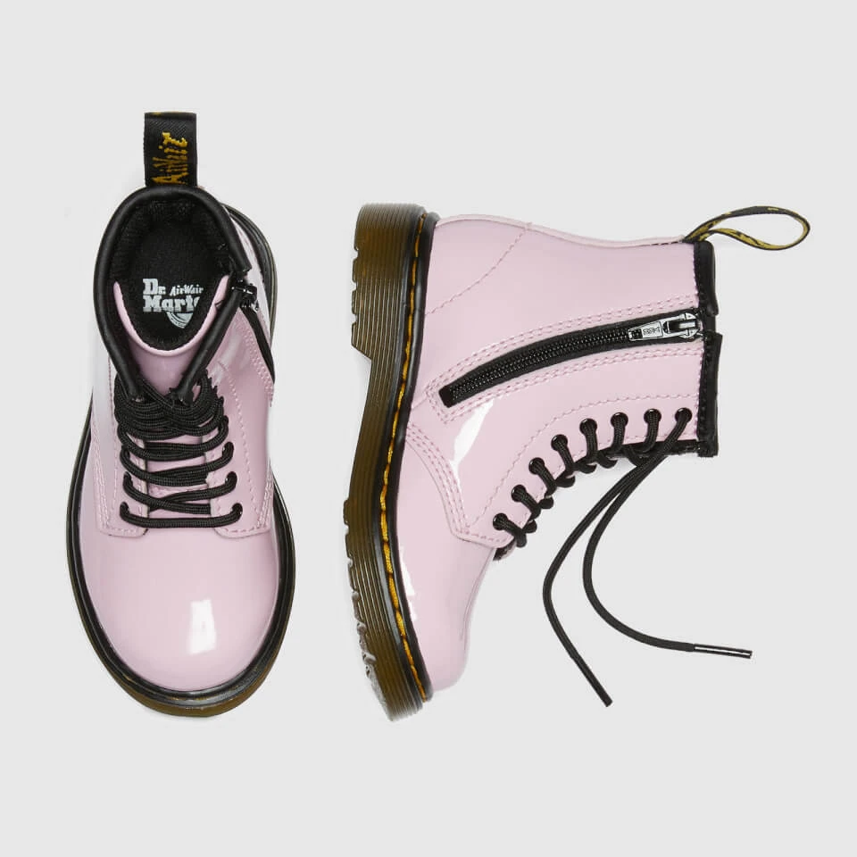 Dr. Martens Toddlers' 1460 Patent Lamper Lace Up Boots - Pale Pink 3 Dr. Martens Toddlers' 1460 Patent Lamper Lace Up Boots - Pale Pink - Image 3