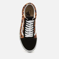 Vans Women's Leopard Old Skool Trainers - Black/True White -Cheap Stepwise Footwear Store 12792278 1104851092142327