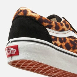 Vans Women's Leopard Old Skool Trainers - Black/True White -Cheap Stepwise Footwear Store 12792278 9994851092176086