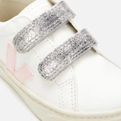 Veja Kid's Esplar Velcro Trainers - Extra White Petale Silver -Cheap Stepwise Footwear Store 12866955 4394867607496369
