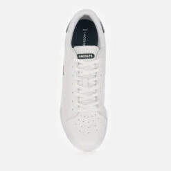 Lacoste Men's Twin Serve 0721 1 Leather Cupsole Trainers - White/Dark Green -Cheap Stepwise Footwear Store 12880592 6694867892407782
