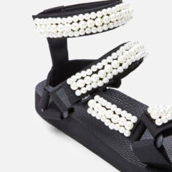 Arizona Love Women's Trekky Pearl Double Ankle Sandals - Black -Cheap Stepwise Footwear Store 12905114 1284864793651445