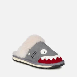 EMU Australia Kids' Shark Slippers - Charcoal -Cheap Stepwise Footwear Store 12945180 2124981717081665