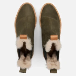 TOMS Women's Dakota Water Resistant Leather Chelsea Boots - Olive -Cheap Stepwise Footwear Store 12946160 1054891960319352