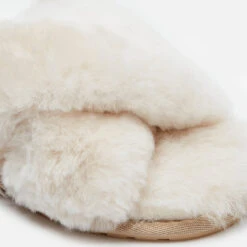 EMU Australia Women's Mayberry Sheepskin Cross Front Slippers - Natural -Cheap Stepwise Footwear Store 12948941 1924893287809101