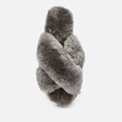 EMU Australia Women's Mayberry Sheepskin Cross Front Slippers - Charcoal -Cheap Stepwise Footwear Store 12948948 1324893287937462