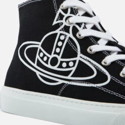 Vivienne Westwood Men's Plimsoll Canvas Hi-Top Trainers - Black -Cheap Stepwise Footwear Store 12953661 2404980441641037