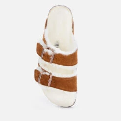 Birkenstock Women's Arizona Slim Fit Shearling Double Strap Sandals - Mink -Cheap Stepwise Footwear Store 13120611 6324893531550029