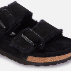 Birkenstock Men's Arizona Shearling Double Strap Sandals - Black -Cheap Stepwise Footwear Store 13120667 1824891765139448
