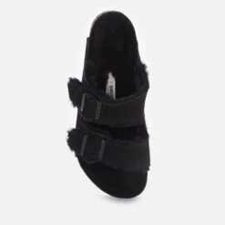 Birkenstock Men's Arizona Shearling Double Strap Sandals - Black -Cheap Stepwise Footwear Store 13120667 5234891765090620