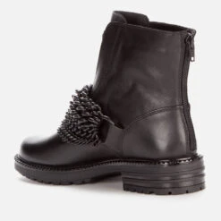 Kurt Geiger London Women's Stefan Drench Leather Biker Boots - Black -Cheap Stepwise Footwear Store 13123957 1034913256706068