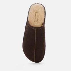 Walk London Men's Langley Suede Mule Slippers - Brown -Cheap Stepwise Footwear Store 13124464 5584909095497925