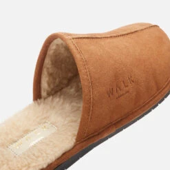 Walk London Men's Langley Suede Mule Slippers - Tan -Cheap Stepwise Footwear Store 13124470 1514909095691704