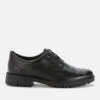 Clarks Dempster Lace Youth School Shoes - Black Leather