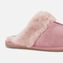 Clarks Women's Warm Lux Suede Mule Slippers - Rose -Cheap Stepwise Footwear Store 13137608 1514896920457927