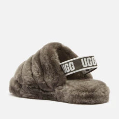 UGG Kids' Fluff Yeah Slide Slippers - Charcoal -Cheap Stepwise Footwear Store 13149720 8894883746292865