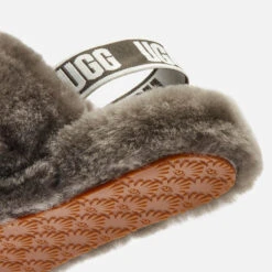 UGG Kids' Fluff Yeah Slide Slippers - Charcoal -Cheap Stepwise Footwear Store 13149720 9754883746382499