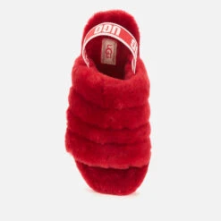 UGG Women's Fluff Yeah Slide Sheepskin Slippers - Ribbon Red -Cheap Stepwise Footwear Store 13152514 5784938450465777