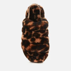 UGG Women's Fluff Yeah Slide Leopard Print Sheepskin Slippers - Butterscotch -Cheap Stepwise Footwear Store 13152636 1314938447981201