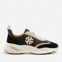 Tory Burch Good Luck Nylon And Suede Running-Style Trainers