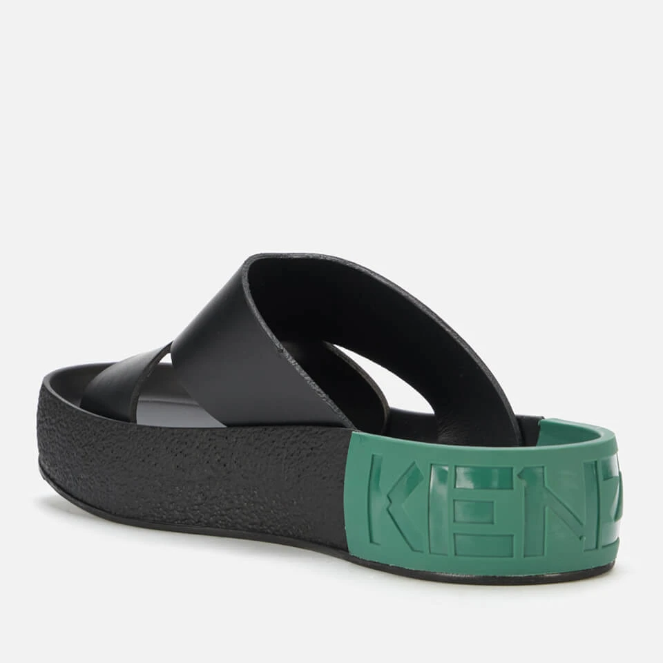 KENZO Women's Zenzoyama Logo Leather Flatform Sandals - Black 2 KENZO Women's Zenzoyama Logo Leather Flatform Sandals - Black - Image 2