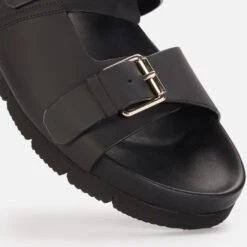 Grenson Men's Florin Leather Double Strap Sandals - Black -Cheap Stepwise Footwear Store 13412040 1714953737360427