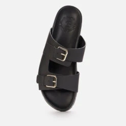 Grenson Men's Florin Leather Double Strap Sandals - Black -Cheap Stepwise Footwear Store 13412040 3494953737309136