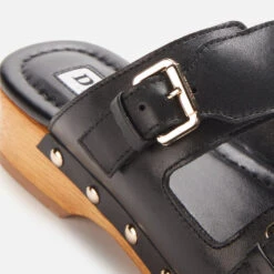 Dune Women's Juniper Leather Clog Sandals - Black -Cheap Stepwise Footwear Store 13412985 3984938450965499