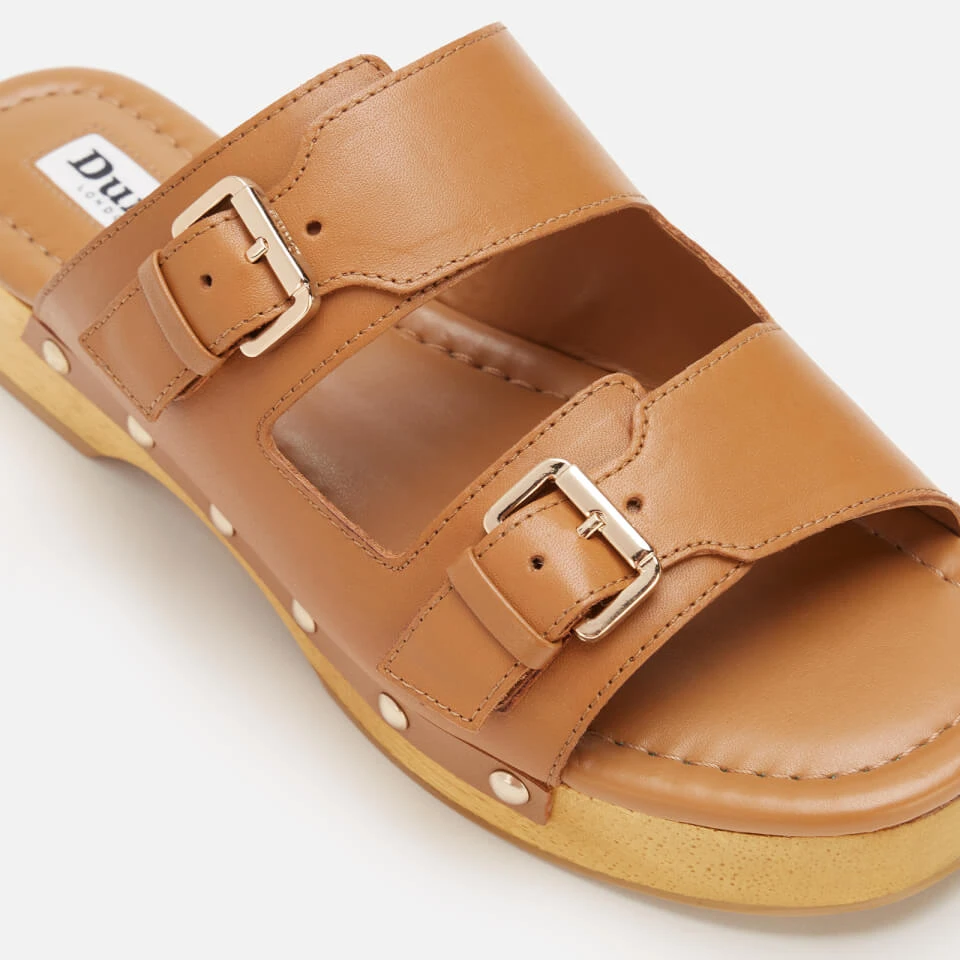 Dune Women's Juniper Leather Clog Sandals - Tan 4 Dune Women's Juniper Leather Clog Sandals - Tan - Image 4