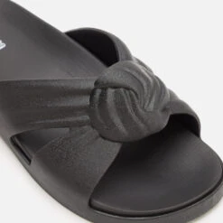 Melissa Women's Plush Slide Sandals - Black -Cheap Stepwise Footwear Store 13449145 4824938457494858