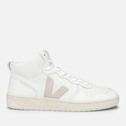 Veja Men's V-15 Leather Hi-Top Trainers - Extra White/Natural
