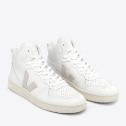 Veja Men's V-15 Leather Hi-Top Trainers - Extra White/Natural -Cheap Stepwise Footwear Store 13451954 8254951089981768