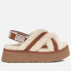 UGG Women's Disco Cross Sheepskin Slippers - Chestnut