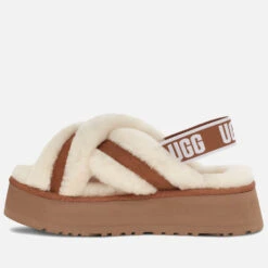 UGG Women's Disco Cross Sheepskin Slippers - Chestnut -Cheap Stepwise Footwear Store 13491428 6434978541498169