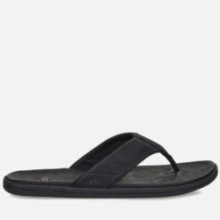 UGG Men's Seaside Leather Flip Flops - Black
