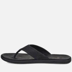 UGG Men's Seaside Leather Flip Flops - Black -Cheap Stepwise Footwear Store 13491561 4484936310524344