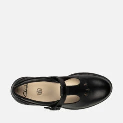 Clarks Youth Dempster Bar School Shoes - Black Leather -Cheap Stepwise Footwear Store 13523517 1034940443427370