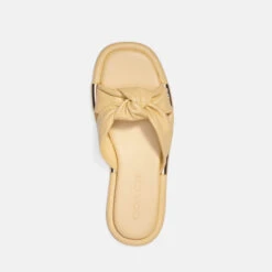 Coach Women's Brooklyn Leather Sandals - Vanilla -Cheap Stepwise Footwear Store 13529249 5274980886225278