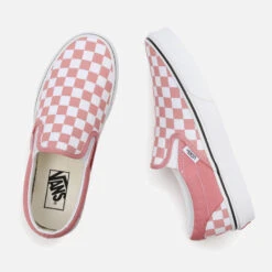 Vans Women's Checkerboard Classic Slip-On Trainers - Rosette/True White -Cheap Stepwise Footwear Store 13531297 1664947742387179