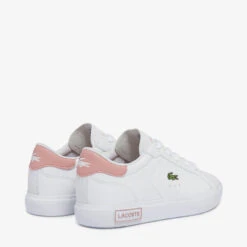 Lacoste Kids' Powercourt 0721 Trainers - White/Pink -Cheap Stepwise Footwear Store 13559423 2014935522234108