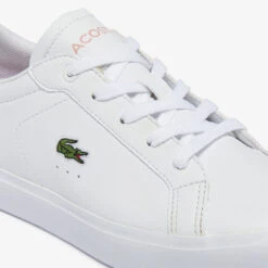 Lacoste Kids' Powercourt 0721 Trainers - White/Pink -Cheap Stepwise Footwear Store 13559423 2084935522364707
